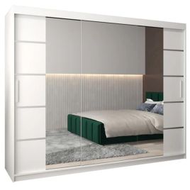 Sliding Wardrobe - VICENZA IV 3 Door Mirrored Wardrobe White 250cm