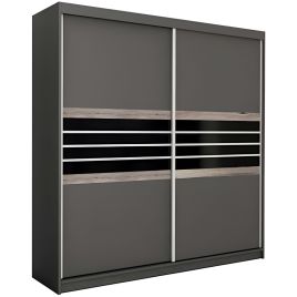 Dacorum Sliding Door 203cm Wardrobe Glass Stripes - Black