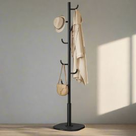 YAVONTE Coat Rack Tall Cactus-Shaped Stand with 8 Hooks - Natural