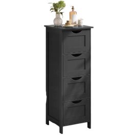 ZEPHRON Bathroom Cabinet Freestanding Unit with 4 Drawers - Black