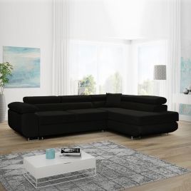Cambridge Modern Design L-Shape Large Corner Sofabed with Adjustable Headrests - Black