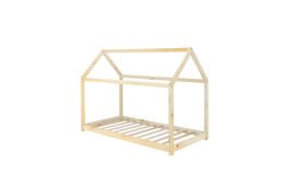 Solid Slatted Base Natural Wooden Kids House Bed - Single