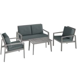 SUNVISTA 4 Piece Wooden Garden Furniture Set Light Grey