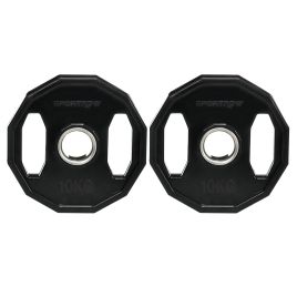 SPORTEDGE Olympic Weight Plates Set 2x10kg Metal Rubber Bumper Black