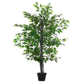 145cm Artificial Banyan Plant Faux Decorative Tree w/ Cement Pot Vibrant Greenery Shrubbery Indoor Outdoor Accessory