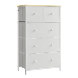 LUMSO White Chest of Drawer - Medium-sized, 5 Drawers