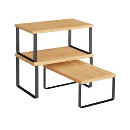 FENWELL Kitchen Cabinet Organiser Set of 3 - Brown and Black