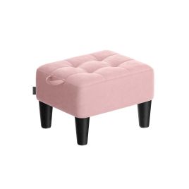 Ottoman Footstool - ASTTTO Velvet Thick Cushion Footstool - Pastel Pink