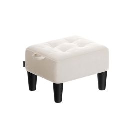 Ottoman Footstool - ASTTTO Velvet Thick Cushion - Cappuccino Beige and Black