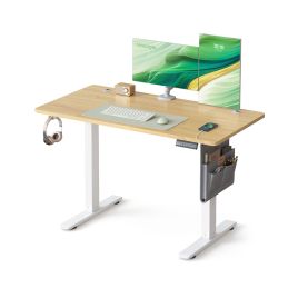CELSEA Electric Office Standing Desk with Height Adjustable 120cm - Light Oak and White