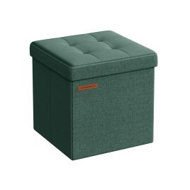 Storage Ottoman - VELSO Foldable Small Retro Ottoman - Green