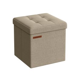 Storage Ottoman - VELSO Small Foldable Storage Ottoman 30cm Camel Brown