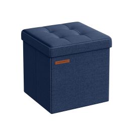 Storage Ottoman - VELSO Foldable Small 30 x 30 cm Storage Ottoman - Midnight Blue