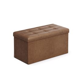 Storage Ottoman - VELSO Foldable Storage Ottoman 38 x 76 x 38 cm - Coffee Brown