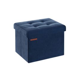 Ottoman Foot Stool - VELSO Foldable Small Storage Ottoman - Midnight Blue