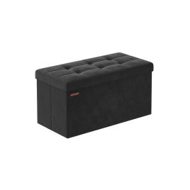 38 x 76 x 38 cm Foldable Storage Ottoman Bench Ink Black