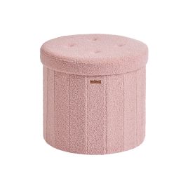 Storage Ottoman Stool - VELSO Round Foldable Storage Ottoman with Removable Lid - Jelly Pink