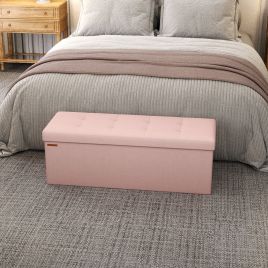 Storage Ottoman Bench - VIVRAH End of Bed Bench 38 x 110 x 38 cm - Pink