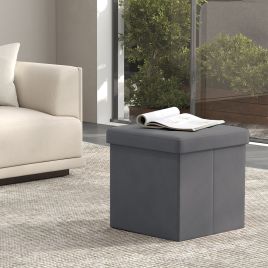 Ottoman Foot Rest - VIVRAH Foldable Small Foot Stool 38 cm - Grey