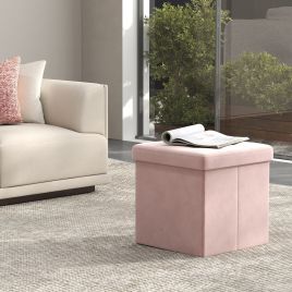 Ottoman Foot Rest - VIVRAH Foldable Small Foot Stool 38 cm - Pink