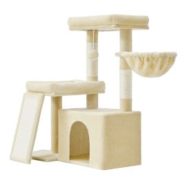 ALGUBO Multi Level Cat Tree with Scratching Posts - Beige
