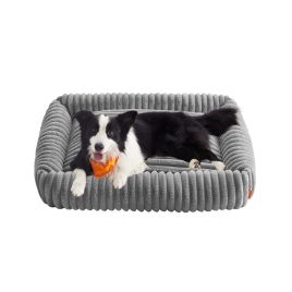 ASHBOURNEEN Dog Bed with Soft Padding for Large Dog - Grey, 75cm