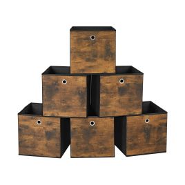Set of 6 Brown & Black Folding Storage Box