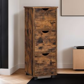 Bathroom Cabinet - MARDA Storage Tower 3 Drawer Rustic Brown - Rustic Brown