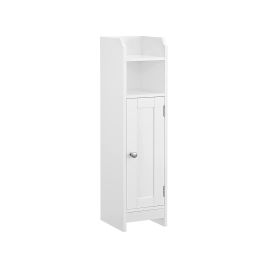 Bathroom Cabinet - ZARRAE Slim Floor Storage with 1 Door and 2 Shelves - White