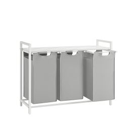 Laundry Hamper - VIVRIA 3 Compartment Laundry Hamper with Handles - Dove Grey