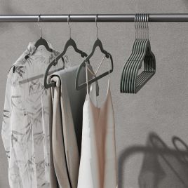 Velvet Hangers - SOLRO 30 Pack Suit Hangers with Shoulder Notches Non-Slip - Black