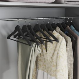 Wooden Hangers - SOLRO Solid Wood Set of 20 with Shoulder Groove - Black