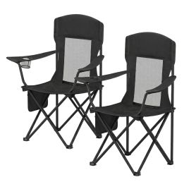ASTOKE Set of 2 Foldable Camping Chairs - Black