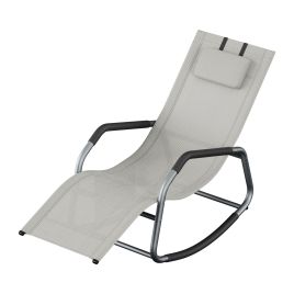 DENWOOD Outdoor Rocking Recliner Chair with Steel Frame - Grey