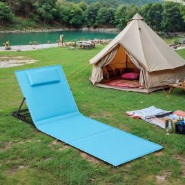 Beach Sunloungers - FIORIA Set of 2 Folding Chairs with Reclining Backrest - Sky Blue