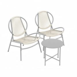 ELDDALE 3-Piece Patio Bistro Furniture Set with Acapulco Chairs - Dove Grey