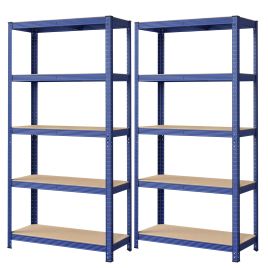 ASXETA Set of 2 Steel Shelving Units 5 Tier - Blue