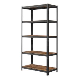 BABEBE 5 Tier Steel Shelving Unit - Rustic Brown and Black
