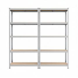 BABEBE Set of 2 Garage Shelving Units 5 Tier - Silver