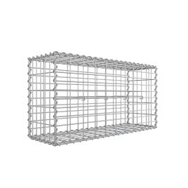 Gabion Basket, Metal Gabion Cage for Stones, Galvanised, Garden Decor Wall Partition, 100 x 50 x 30 cm, Silver GGB153