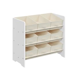 Toy Organiser - MODVA Kids Shelf with 9 Boxes - White