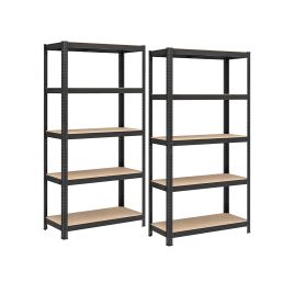 Shelving Units - TARLIA Set of 2 Heavy Duty Shelving Units Load Capacity 875 kg - Black