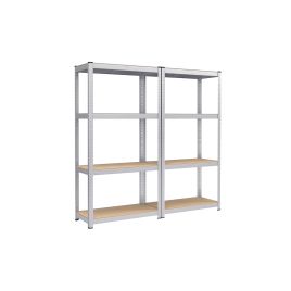Shelving Units - TARLIA Set of 2 Steel Storage Shelving - Silver