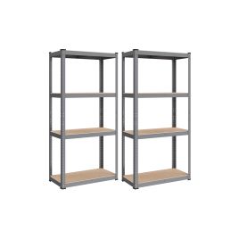 Shelving Unit - TARLIA 4 Tier Steel Storage Shelving - Silver