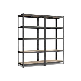 Shelving Units - TARLIA 5 Tier Heavy Duty Storage - Set of 2 Steel - Black