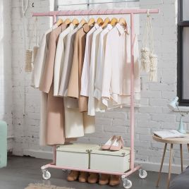 Clothes Rack - TARVA Heavy Duty Clothes Rack on Wheels - Jelly Pink