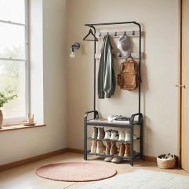 Coat Rack - TARVA 4-in-1 Shoe Storage Bench - Black