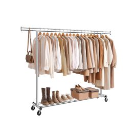 Clothes Rack - FIONIA Rolling Clothes Rack 150 kg Load - Silver