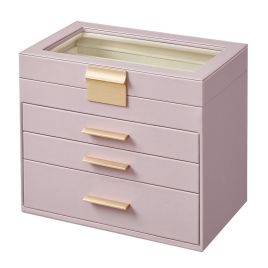 BEREVE 4 Tier Jewellery Box with Glass Lid - Light Purple