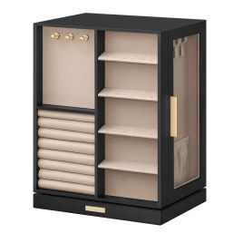 BILOSU Rotating Jewellery Box with 5 Drawers - Black
